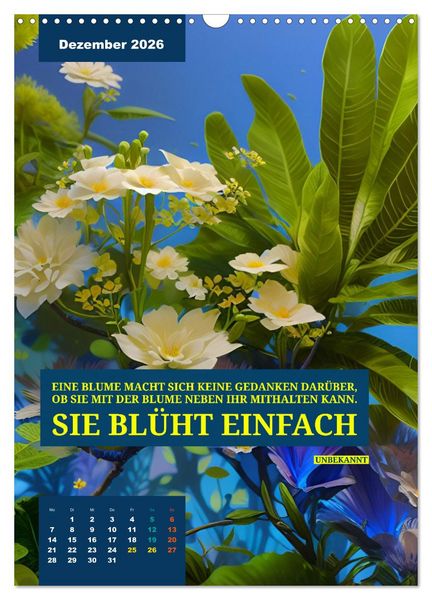 Produktbild: Verr&uuml;ckt nach BLUMEN Artwork - Farben - Zitate (Wandkalender 2026 DIN A3 hoch), CALVENDO Monatskalender
