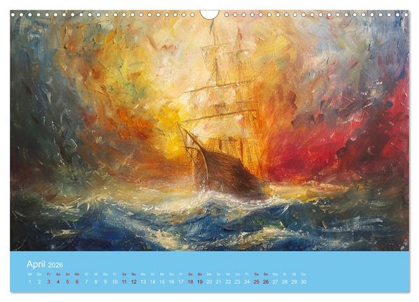Produktbild: Das trunkene Schiff mit Bildern im William Turner-Stil (Wandkalender 2026 DIN A3 quer), CALVENDO Monatskalender