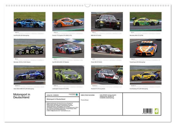 Produktbild: Motorsport in Deutschland (Wandkalender 2026 DIN A2 quer), CALVENDO Monatskalender