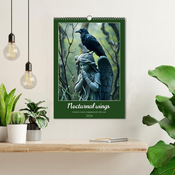 Produktbild: Nocturnal wings - A mystic raven companion for the year (Wall Calendar 2026 DIN A3 portrait), CALVENDO 12 Month Wall Calendar