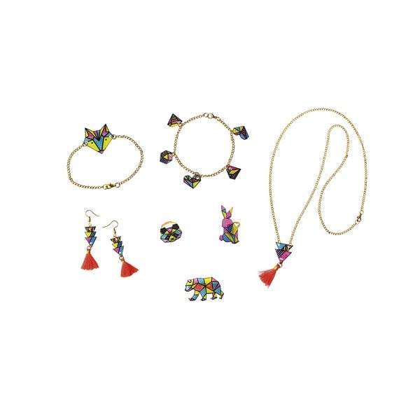 Produktbild: Geometrischer Schmuck aus Schrumpffolie &ndash; Bastel-Set f&uuml;r Kinder (7 Schmuckst&uuml;cke)