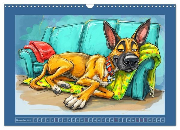 Produktbild: Malinois Fun. Lustige Cartoons vom Diensthund des Jahres! (Wandkalender 2026 DIN A3 quer), CALVENDO Monatskalender