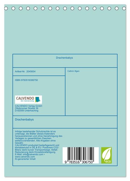 Produktbild: Drachenbabys (Tischkalender 2026 DIN A5 hoch), CALVENDO Monatskalender