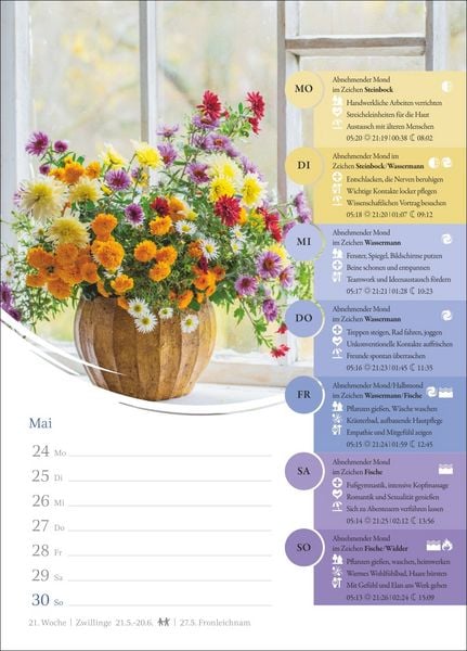 Produktbild: Mondkalender Wochenkalender 2027 - 53 Wochenbl&auml;tter mit praktischen Tipps f&uuml;r jeden Tag