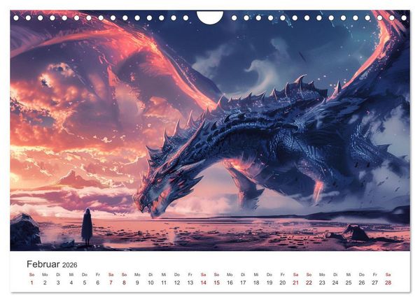 Produktbild: Das Jahr der Drachen (Wandkalender 2026 DIN A4 quer), CALVENDO Monatskalender