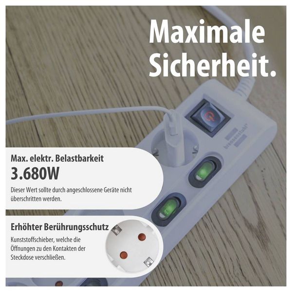 Produktbild: Brennenstuhl 1153110126 Steckdosenleiste mit Schalter Wei&szlig; Schutzkontakt 1 St.