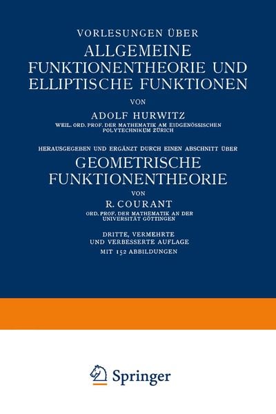 Produktbild: Vorlesungen &uuml;ber Allgemeine Funktionentheorie und Elliptische Funktionen