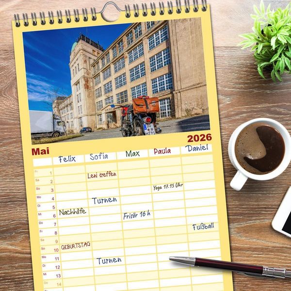 Produktbild: Familienplaner 2026 - Meine MZ ES 250/2 unterwegs in Chemnitz mit 5 Spalten (Wandkalender, 21 x 45 cm) CALVENDO