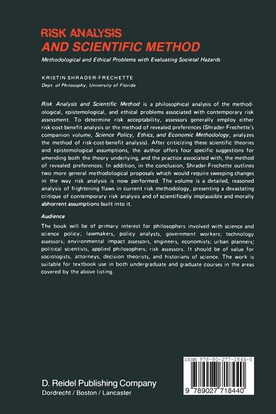 Produktbild: Risk Analysis and Scientific Method