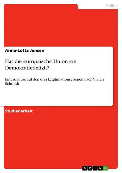 Produktbild: Hat die europ&auml;ische Union ein Demokratiedefizit?