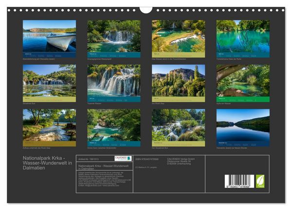 Produktbild: Nationalpark Krka - Wasser-Wunderwelt in Dalmatien (Wandkalender 2026 DIN A3 quer), CALVENDO Monatskalender