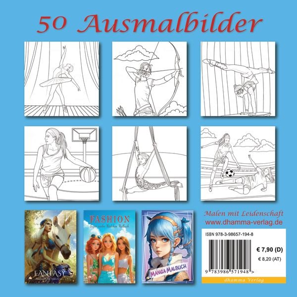 Produktbild: Akrobatik & Sport &ndash; Malbuch f&uuml;r M&auml;dchen ab 8 Jahren mit 50 Ausmalbildern