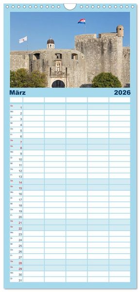 Produktbild: Familienplaner 2026 - Weltkulturerbe Dubrovnik mit 5 Spalten (Wandkalender, 21 x 45 cm) CALVENDO