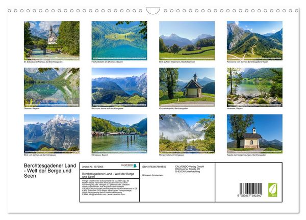 Produktbild: Berchtesgadener Land - Welt der Berge und Seen (Wandkalender 2026 DIN A3 quer), CALVENDO Monatskalender