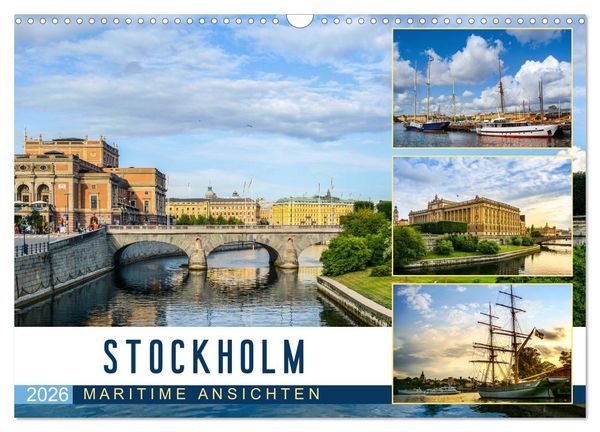 Stockholm - Maritime Ansichten (Wandkalender 2026 DIN A3 quer), CALVENDO Monatskalender