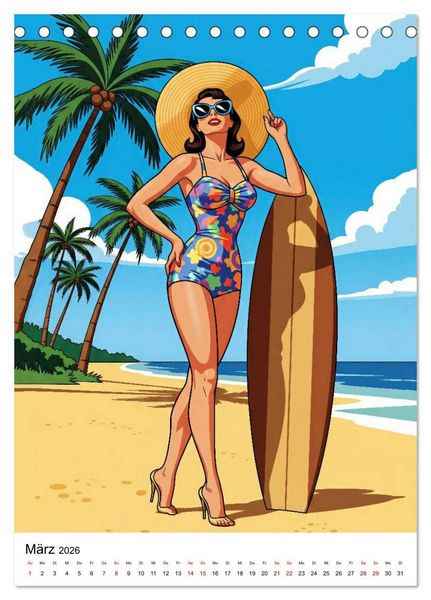 Produktbild: Charme & Kurven: Die Pin-ups der Golden 50s (Tischkalender 2026 DIN A5 hoch), CALVENDO Monatskalender