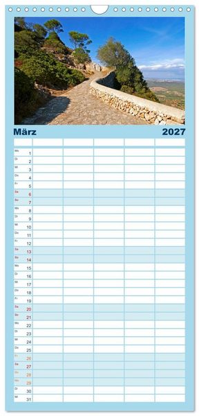 Produktbild: Familienplaner 2027 - MALLORCA, Meine Balearische Insel mit 5 Spalten (Wandkalender, 21 x 45 cm) CALVENDO