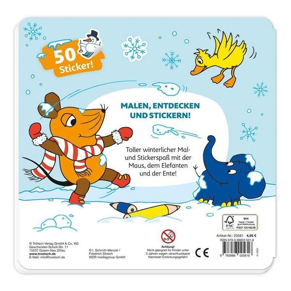 Produktbild: TR&Ouml;TSCH - Die Maus Stickermalbuch Winter Malbuch mit Stickern | Ab 4 Jahren