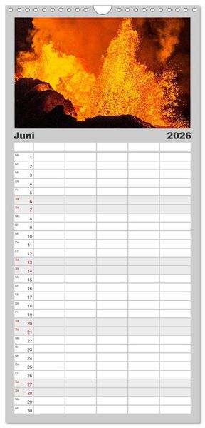 Produktbild: Familienplaner 2026 - Vulkanausbruch - Island mit 5 Spalten (Wandkalender, 21 x 45 cm) CALVENDO