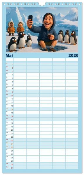 Produktbild: Familienplaner 2026 - K&auml;lteanbeter mit 5 Spalten (Wandkalender, 21 x 45 cm) CALVENDO