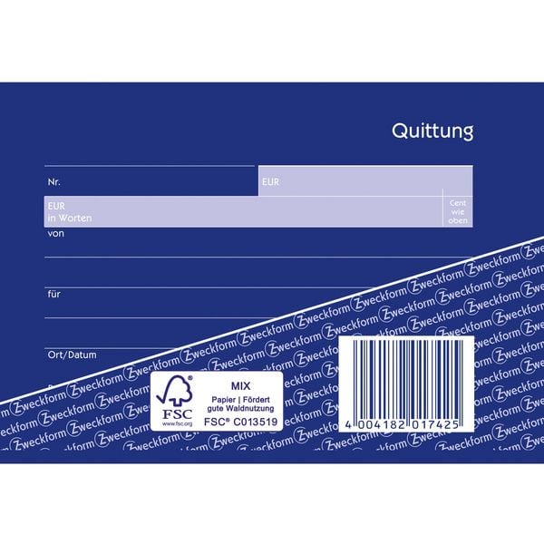 Produktbild: AVERY Zweckform Quittung Kleinunternehmer selbstdurchschreibend DIN A6 quer 2x40