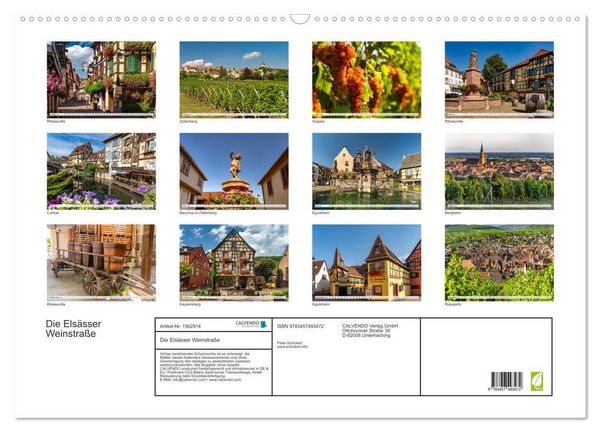 Produktbild: Die Els&auml;sser Weinstra&szlig;e (Wandkalender 2026 DIN A2 quer), CALVENDO Monatskalender