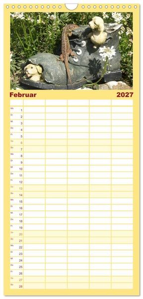 Produktbild: Familienplaner 2027 - Minisaurier im Garten mit 5 Spalten (Wandkalender, 21 x 45 cm) CALVENDO