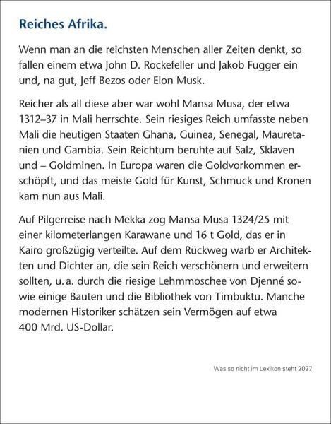 Produktbild: Was so nicht im Lexikon steht Tagesabrei&szlig;kalender 2027 - Kuriosit&auml;ten, Hist&ouml;rchen und merkw&uuml;rdige Geschichten