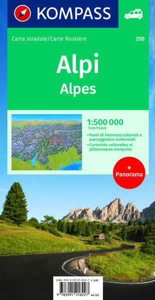 Produktbild: KOMPASS Autokarte Alpen, Alps, Alpi, Alpes 1:500.000