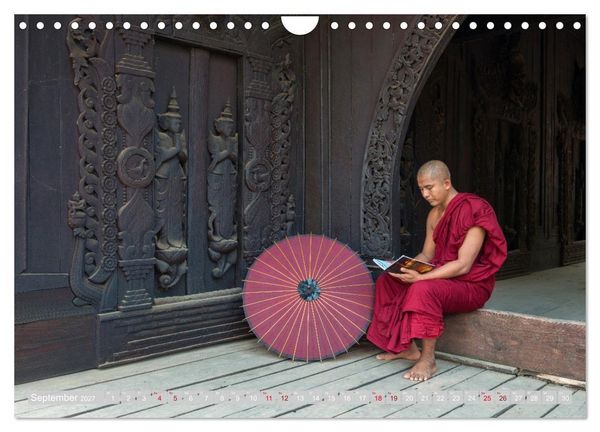 Produktbild: IM REICH DES BUDDHA - DER ROTE SCHIRM (Wandkalender 2027 DIN A4 quer), CALVENDO Monatskalender