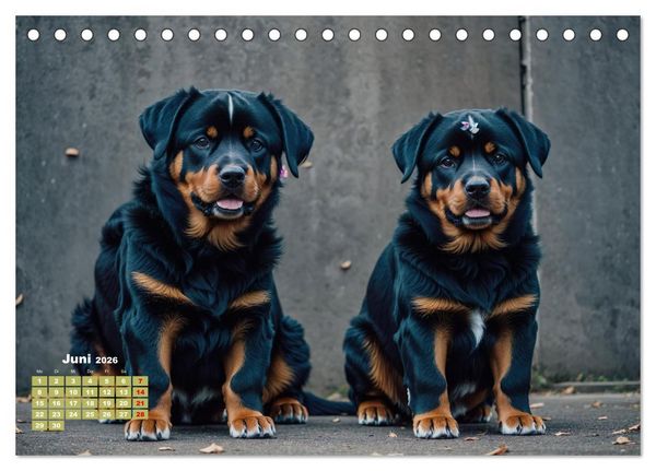 Produktbild: Majest&auml;tische Rottweiler: Ein Jahr voller Kraft und Loyalit&auml;t (Tischkalender 2026 DIN A5 quer), CALVENDO Monatskalender