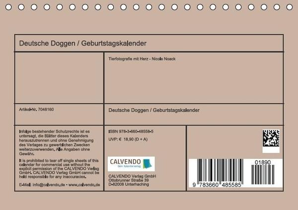 Produktbild: Deutsche Doggen / Geburtstagskalender (Tischkalender immerw&auml;hrend DIN A5 quer)