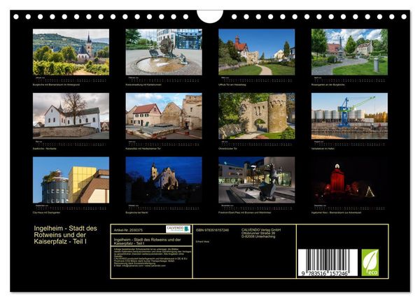 Produktbild: Ingelheim - Stadt des Rotweins und der Kaiserpfalz - Teil I (Wandkalender 2026 DIN A4 quer), CALVENDO Monatskalender