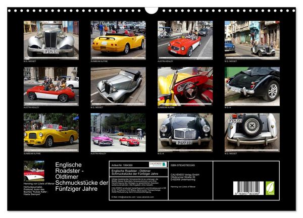 Produktbild: Englische Roadster - Oldtimer Schmuckst&uuml;cke der F&uuml;nfziger Jahre (Wandkalender 2026 DIN A3 quer), CALVENDO Monatskalender