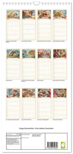 Produktbild: Familienplaner 2027 - Ewige Drachenliebe - Eine zeitlose Faszination mit 5 Spalten (Wandkalender, 21 x 45 cm) CALVENDO
