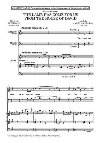 Produktbild: MacMillan, J: Lamb has come for us from the House of David