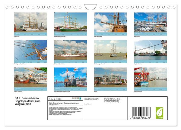 Produktbild: SAIL Bremerhaven. Segelspektakel zum Wegtr&auml;umen (Wandkalender 2026 DIN A4 quer), CALVENDO Monatskalender