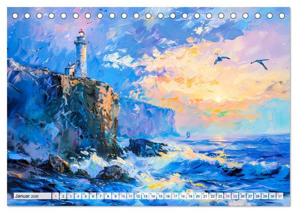 Produktbild: Ein Tag am Meer - Durch die Augen der Impressionisten (Tischkalender 2026 DIN A5 quer), CALVENDO Monatskalender