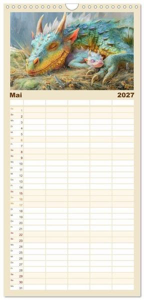 Produktbild: Familienplaner 2027 - Ewige Drachenliebe - Eine zeitlose Faszination mit 5 Spalten (Wandkalender, 21 x 45 cm) CALVENDO