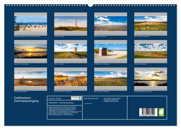 Produktbild: Ostfriesland - Deichspaziergang (hochwertiger Premium Wandkalender 2026 DIN A2 quer), Kunstdruck in Hochglanz