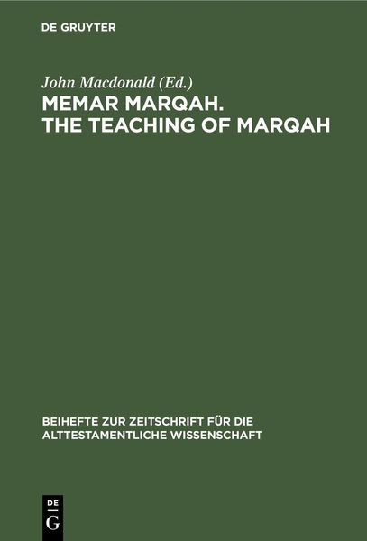 Produktbild: Memar Marqah. The Teaching of Marqah