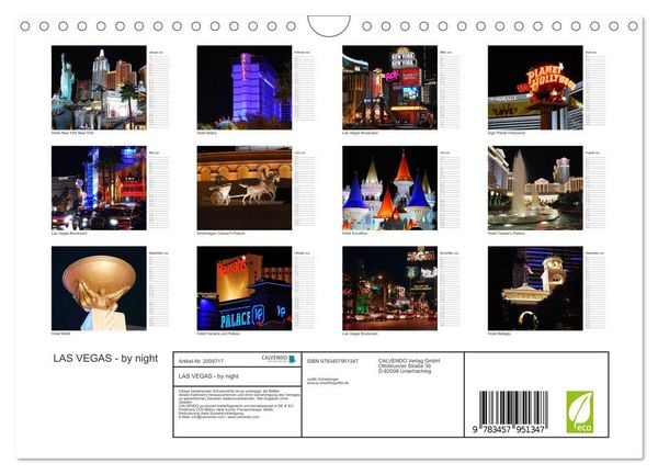 Produktbild: LAS VEGAS - by night (Wandkalender 2026 DIN A4 quer), CALVENDO Monatskalender