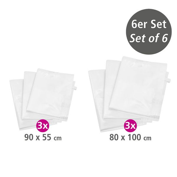Produktbild: Vakuum Beutel Set Transparent, 6-teilig, platzsparende Kleideraufbewahrung mit Pumpe