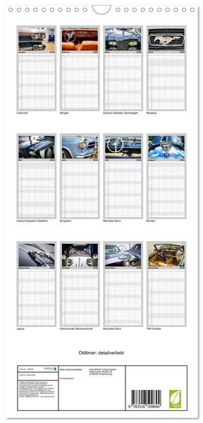 Produktbild: Familienplaner 2026 - Oldtimer: detailverliebt mit 5 Spalten (Wandkalender, 21 x 45 cm) CALVENDO
