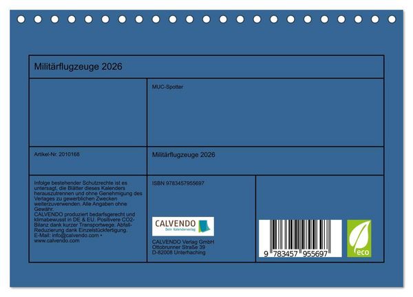 Produktbild: Milit&auml;rflugzeuge 2026 (Tischkalender 2026 DIN A5 quer), CALVENDO Monatskalender