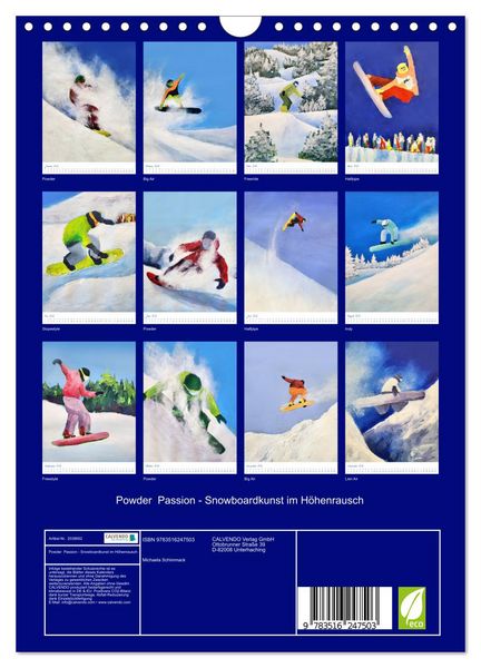 Produktbild: Powder Passion - Snowboardkunst im H&ouml;henrausch (Wandkalender 2026 DIN A4 hoch), CALVENDO Monatskalender