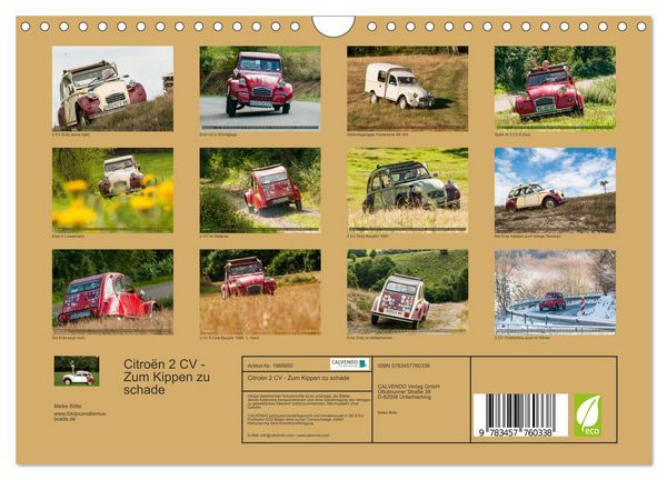 Produktbild: Citro&euml;n 2 CV - Zum Kippen zu schade (Wandkalender 2026 DIN A4 quer), CALVENDO Monatskalender