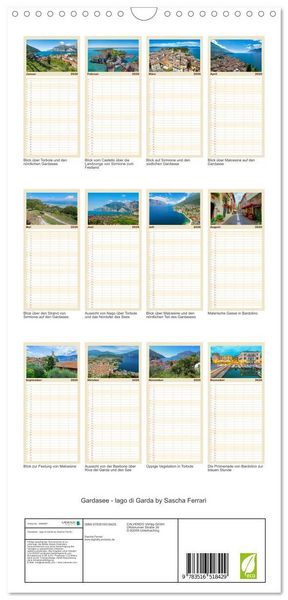 Produktbild: Familienplaner 2026 - Gardasee - lago di Garda by Sascha Ferrari mit 5 Spalten (Wandkalender, 21 x 45 cm) CALVENDO