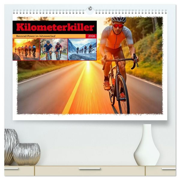 Produktbild: Kilometerkiller - Rennrad-Power im Jahresverlauf (hochwertiger Premium Wandkalender 2026 DIN A2 quer), Kunstdruck in Hochglanz