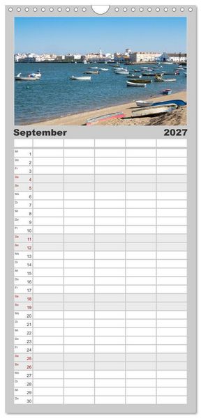 Produktbild: Familienplaner 2027 - Momente einer Reise - Costa de la Luz mit 5 Spalten (Wandkalender, 21 x 45 cm) CALVENDO